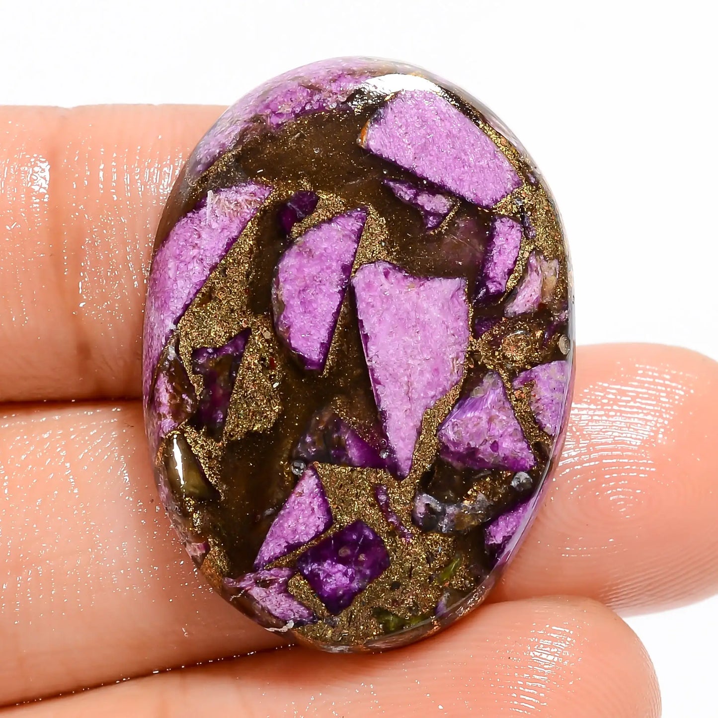 Superb Top Grade Quality Spiny Copper Stichtite Oval Shape Cabochon Loose Gemstone For Making Jewelry 22 Ct 29X21X5 mm V-5788