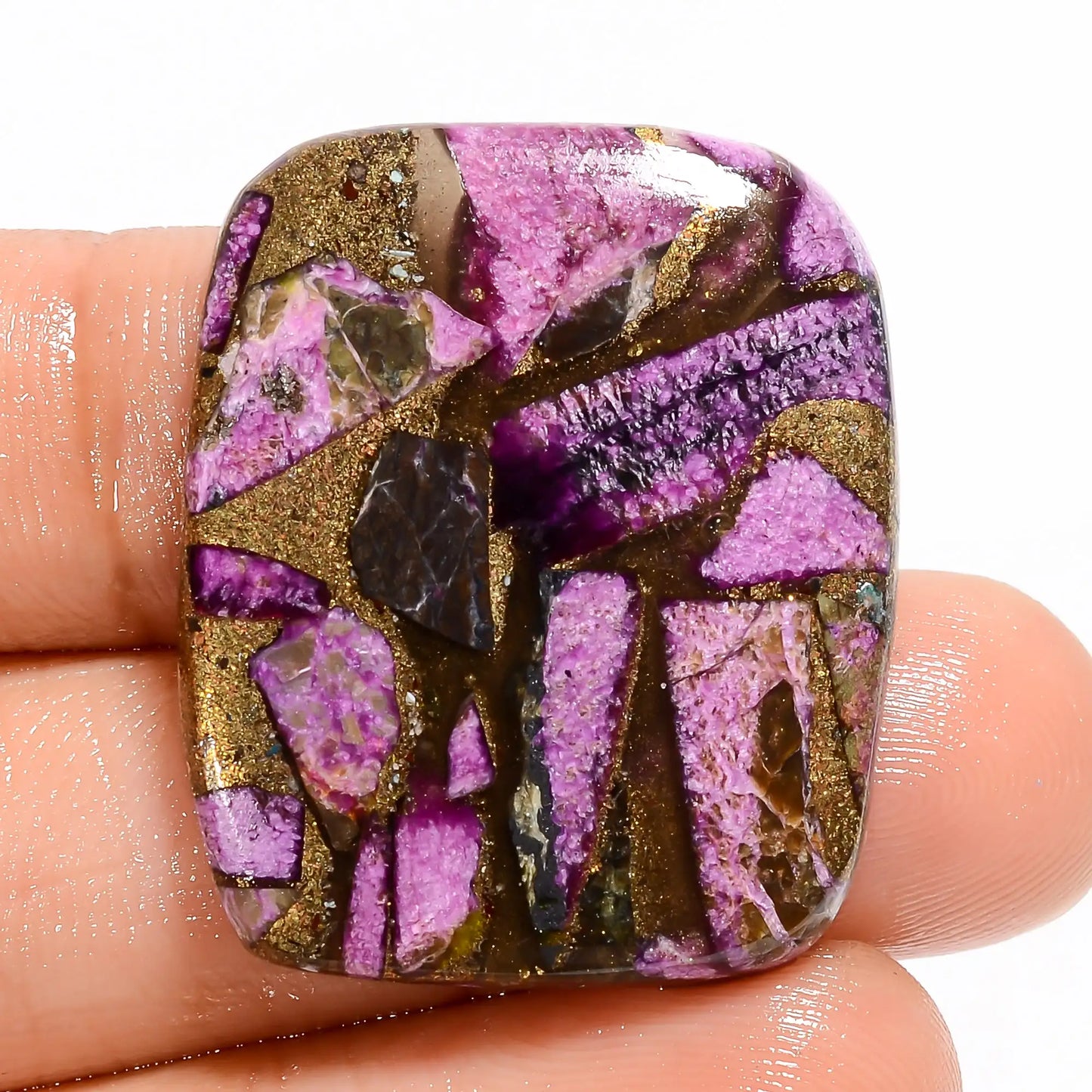 Supreme Top Grade Quality Spiny Copper Stichtite Radiant Shape Cabochon Gemstone For Making Jewelry 28.5 Ct 30X25X5 mm V-5790