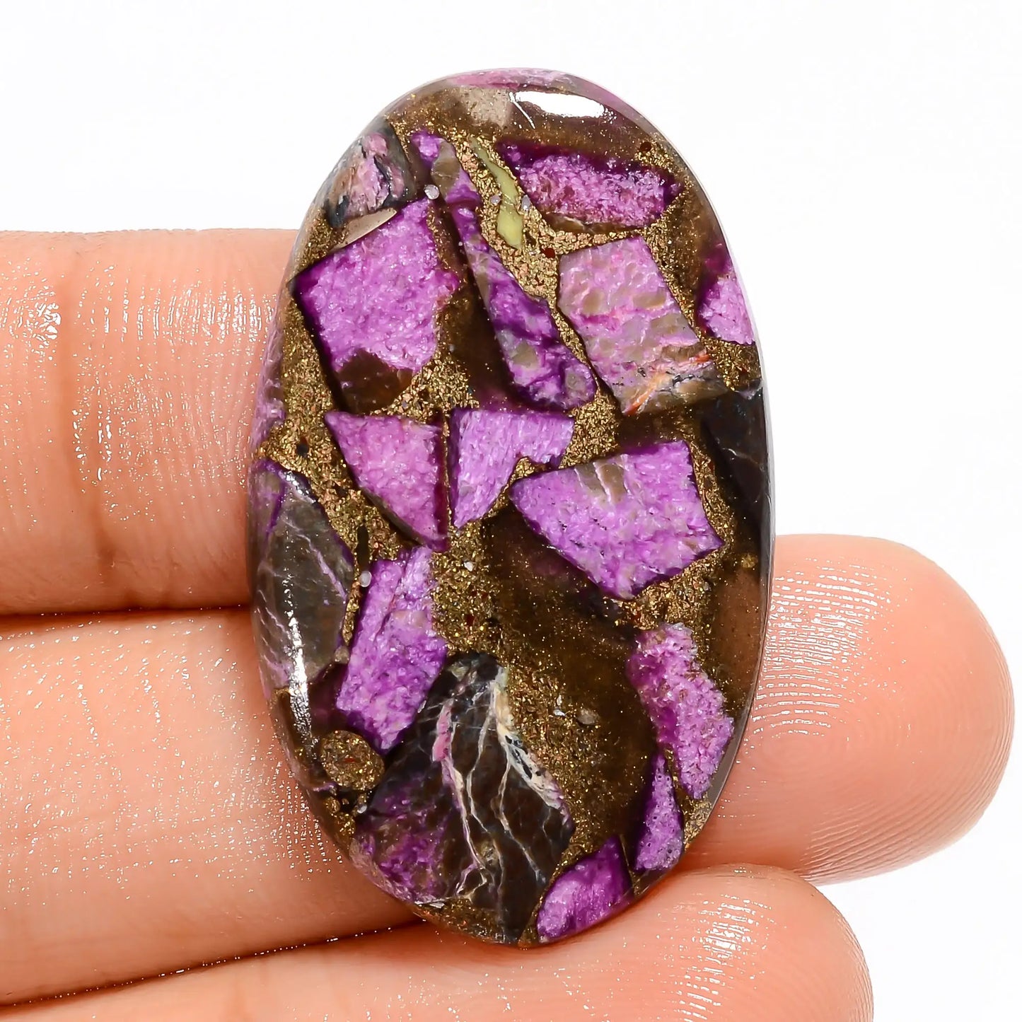 Tempting Top Grade Quality Spiny Copper Stichtite Oval Shape Cabochon Loose Gemstone For Making Jewelry 20 Ct 34X20X4 mm V5791