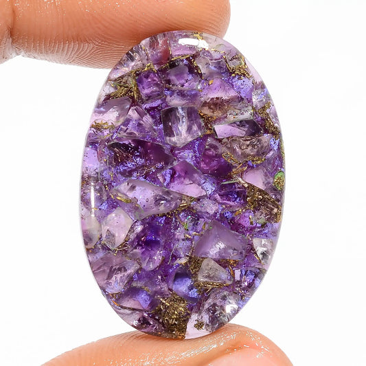 Wonderful A One Quality Spiny Copper Trapiche Amethyst Oval Shape Cabochon Gemstone For Making Jewelry 27.5 Ct 33X22X4 mm V-5794