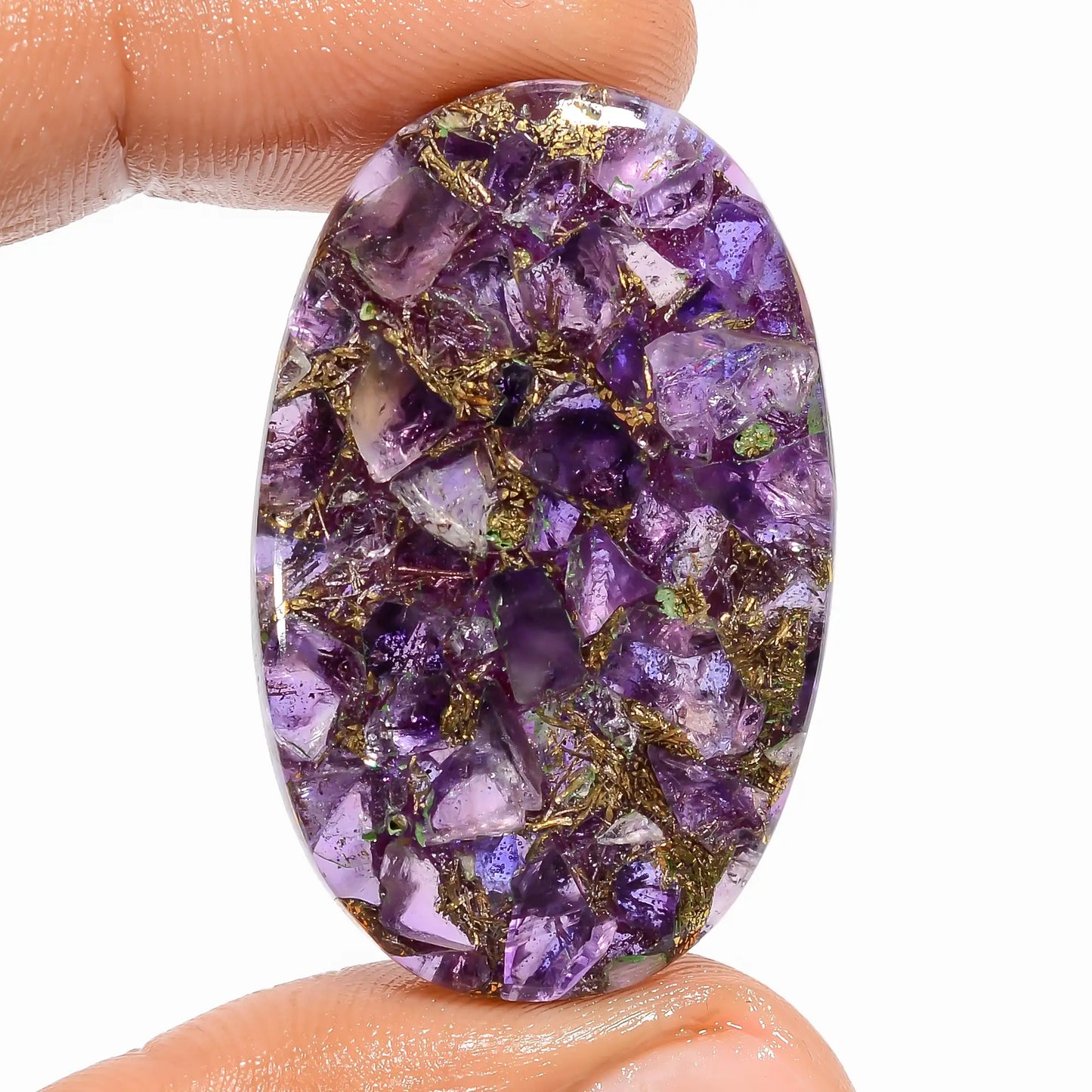 Amazing Top Grade Quality Spiny Copper Trapiche Amethyst Oval Shape Cabochon Gemstone For Making Jewelry 37 Ct 38X24X5 mm V-5795