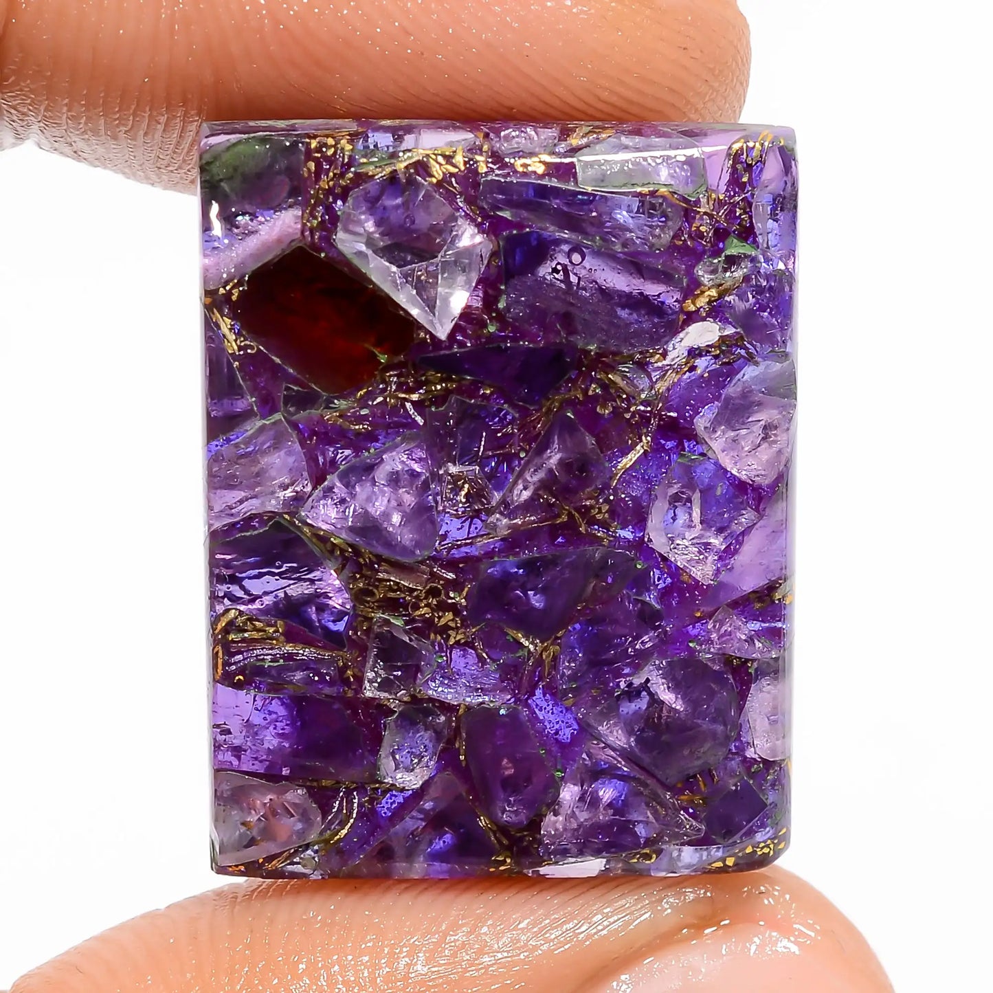 Amazing A One Quality Spiny Copper Trapiche Amethyst Rectangle Shape Cabochon Gemstone For Making Jewelry 25 Ct 25X19X5 mm V5797