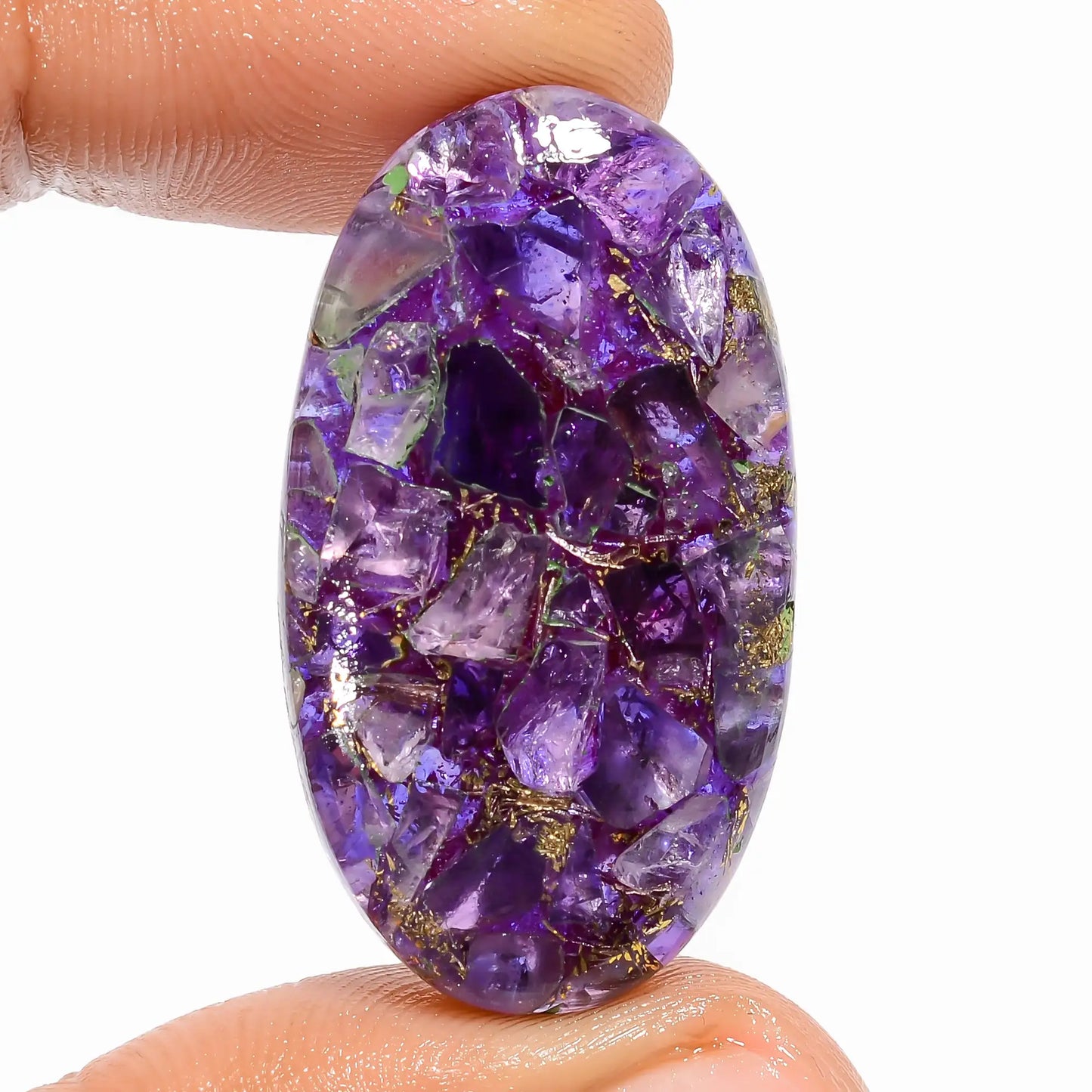 Awesome Top Grade Quality Spiny Copper Trapiche Amethyst Oval Shape Cabochon Gemstone For Making Jewelry 29 Ct 34X19X5 mm V-5799