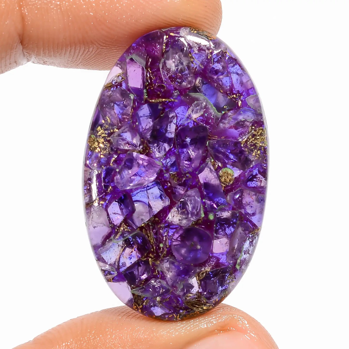 Beautiful A One Quality Spiny Copper Trapiche Amethyst Oval Shape Cabochon Gemstone For Making Jewelry 29 Ct. 35X22X5 mm V-5800