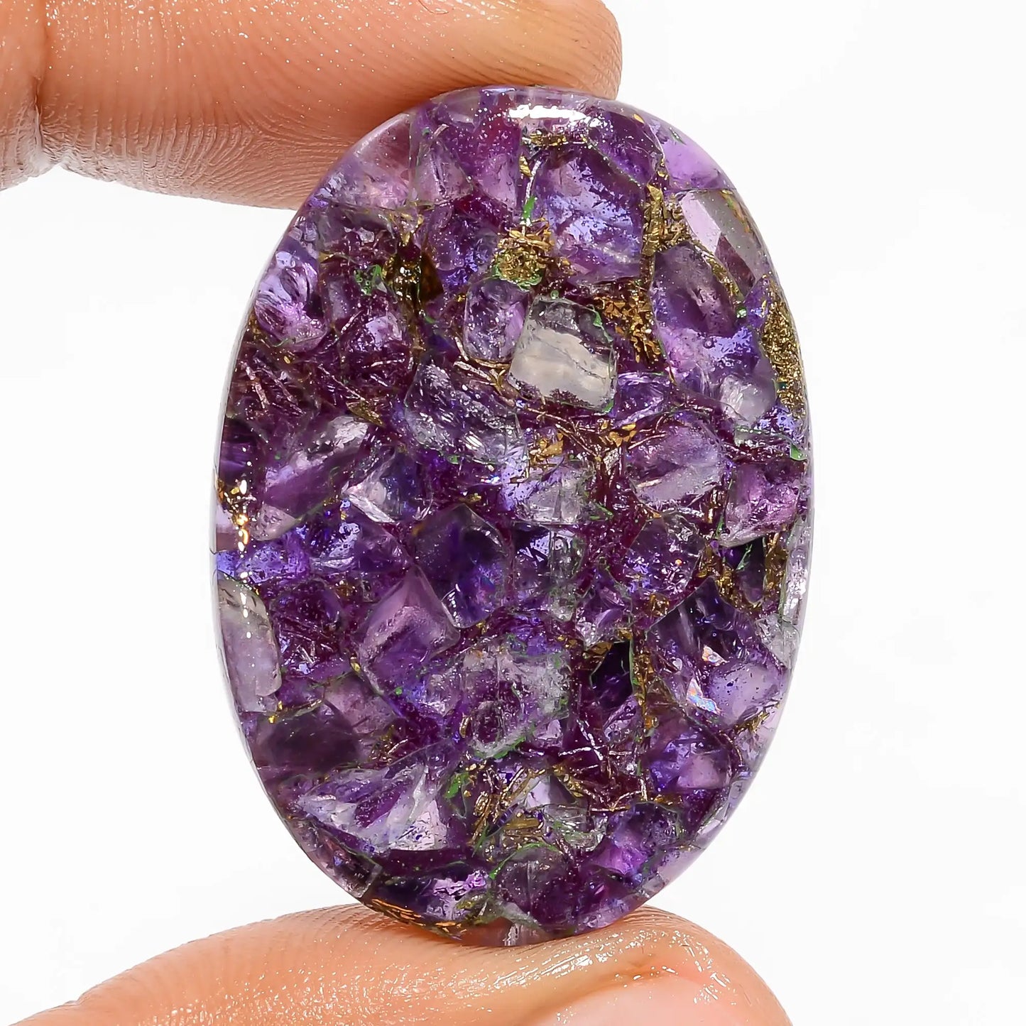 Dazzling A One Quality Spiny Copper Trapiche Amethyst Oval Shape Cabochon Gemstone For Making Jewelry 32.5 Ct 35X24X5 mm V-5802