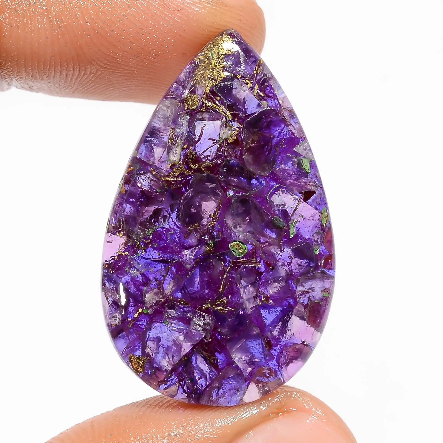 Excellent A One Quality Spiny Copper Trapiche Amethyst Pear Shape Cabochon Gemstone For Making Jewelry 24 Ct. 33X21X5 mm V-5803