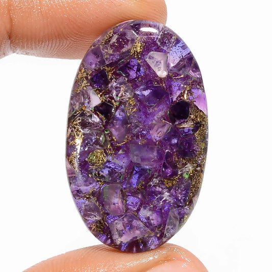 Fantastic A One Quality Spiny Copper Trapiche Amethyst Oval Shape Cabochon Gemstone For Making Jewelry 32.5 Ct 34X21X5 mm V-5806