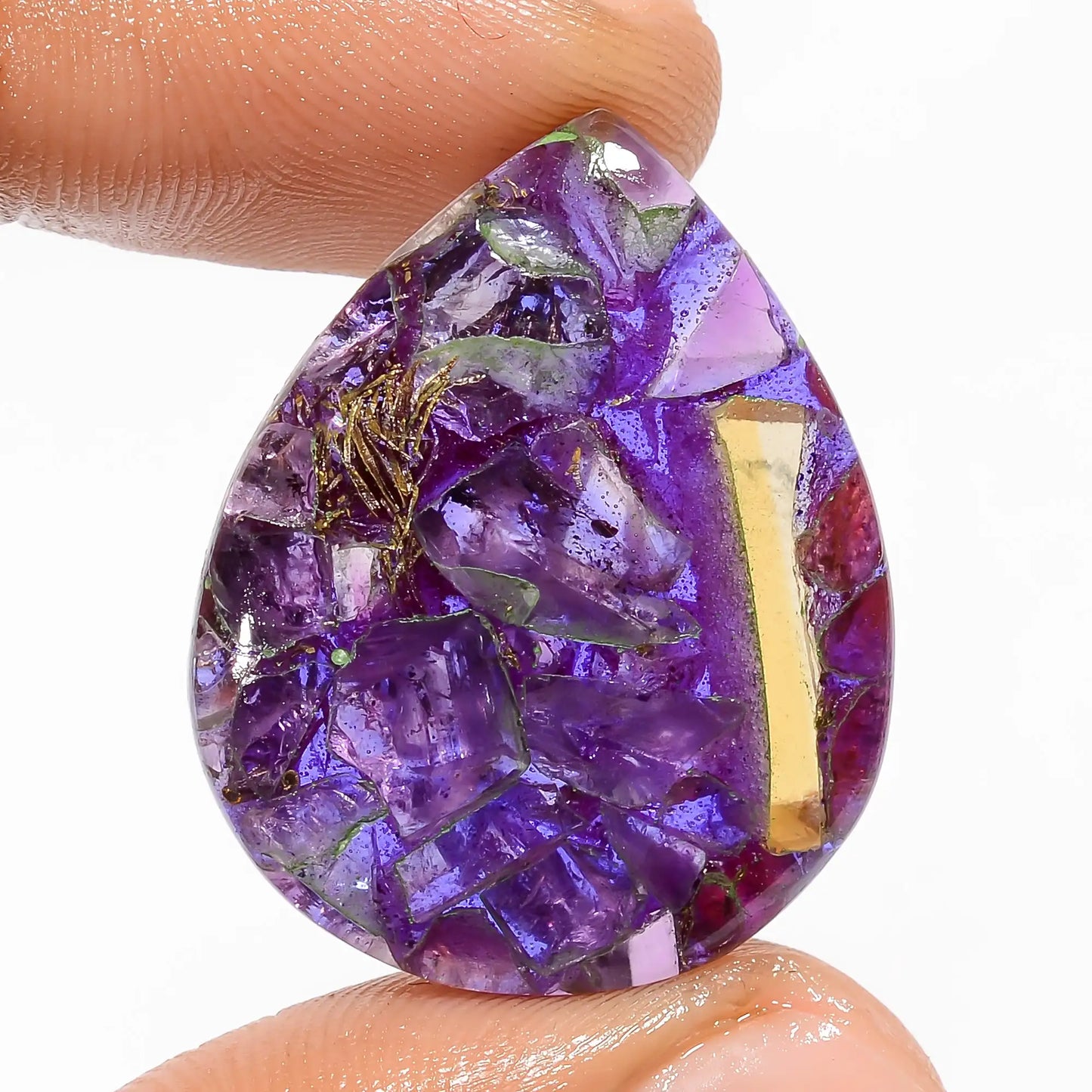 Wonderful A One Quality Spiny Copper Trapiche Amethyst Pear Shape Cabochon Gemstone For Making Jewelry 20.5 Ct 29X23X4 mm V-5810