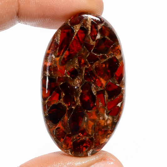 Gorgeous A One Quality Spiny Copper Hessonite Garnet Oval Shape Cabochon Gemstone For Making Jewelry 47.5 Ct. 40X23X5 mm V-5823