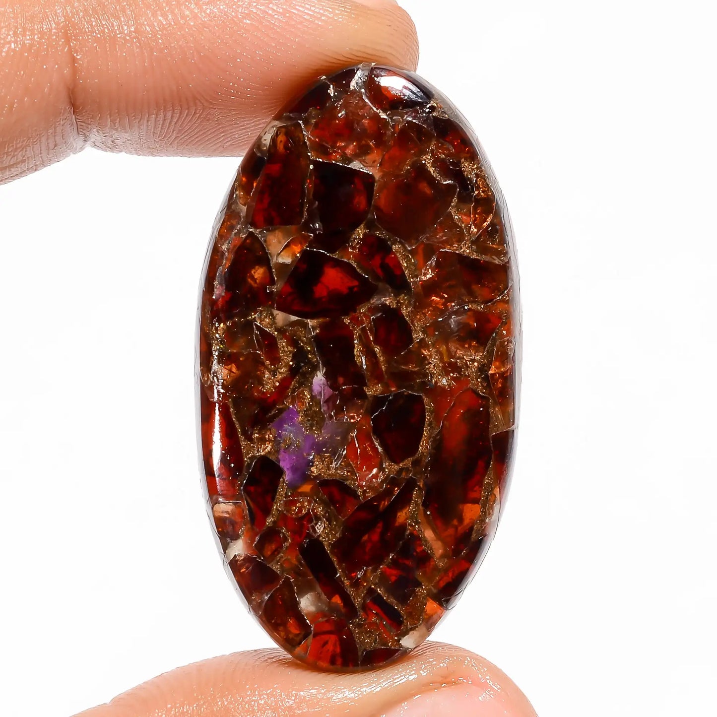 Spiny Copper Hessonite Garnet Oval Shape Cabochon Loose Gemstone  54 Ct. 41X22X5 mm V-5824