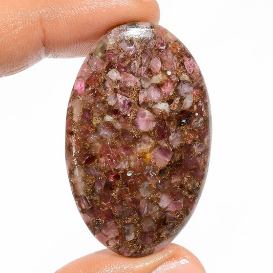 Supreme Top Grade Quality Spiny Copper Ruby Oval Shape Cabochon Loose Gemstone For Making Jewelry 50.5 Ct 45X28X4 mm V5832