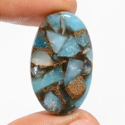 Elegant Top Grade Quality Spiny Copper Smithsonite Oval Shape Cabochon Gemstone For Making Jewelry 23.5 Ct. 31X18X5 mm V-5847