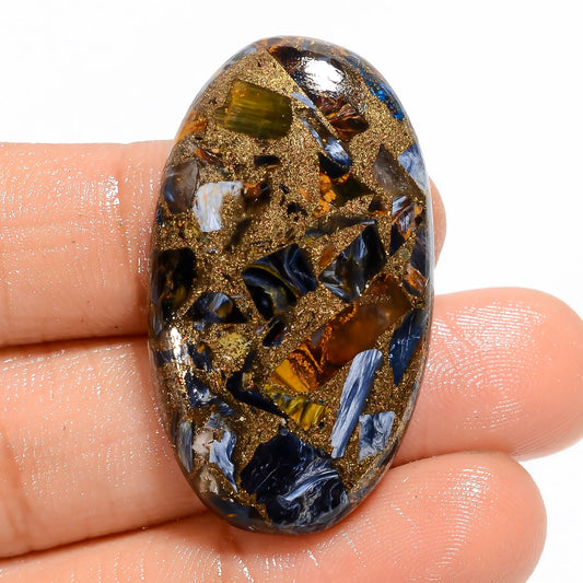 Fantastic Top Grade Quality Spiny Copper Pietersite Oval Shape Cabochon Loose Gemstone For Making Jewelry 42 Ct 37X21X6 mm V5864