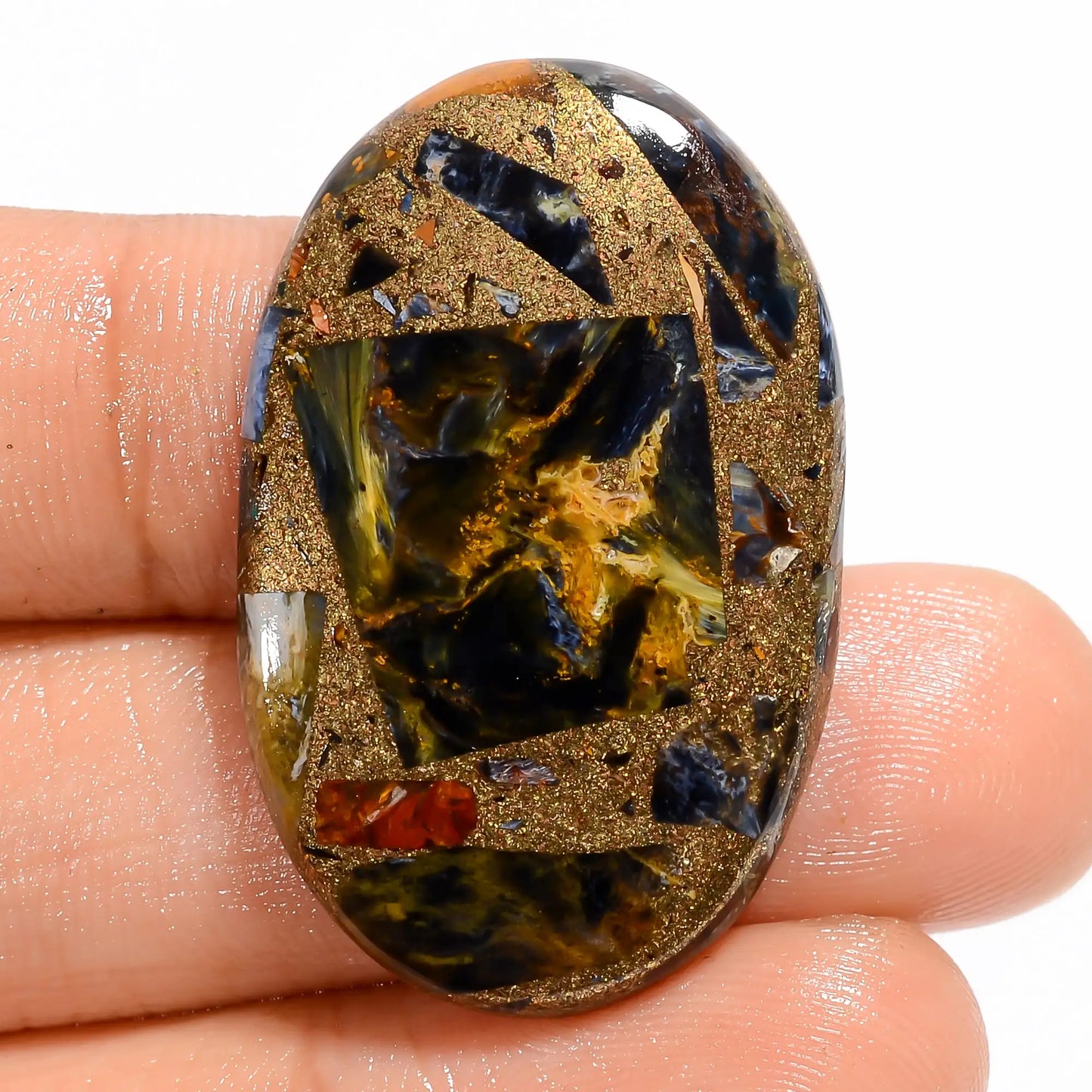 Incredible Top Grade Quality Spiny Copper Pietersite Oval Shape Cabochon Gemstone For Making Jewelry 34 Ct. 34X22X4 mm V-5867