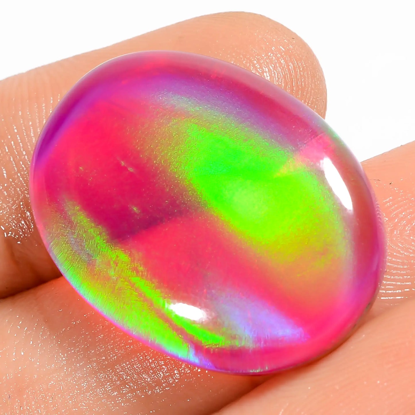 Mind Blowing Top Grade Quality Aurora Opal Oval Shape Cabochon Loose Gemstone For Making Jewelry 21 Ct 25X18X6 mm V-5869