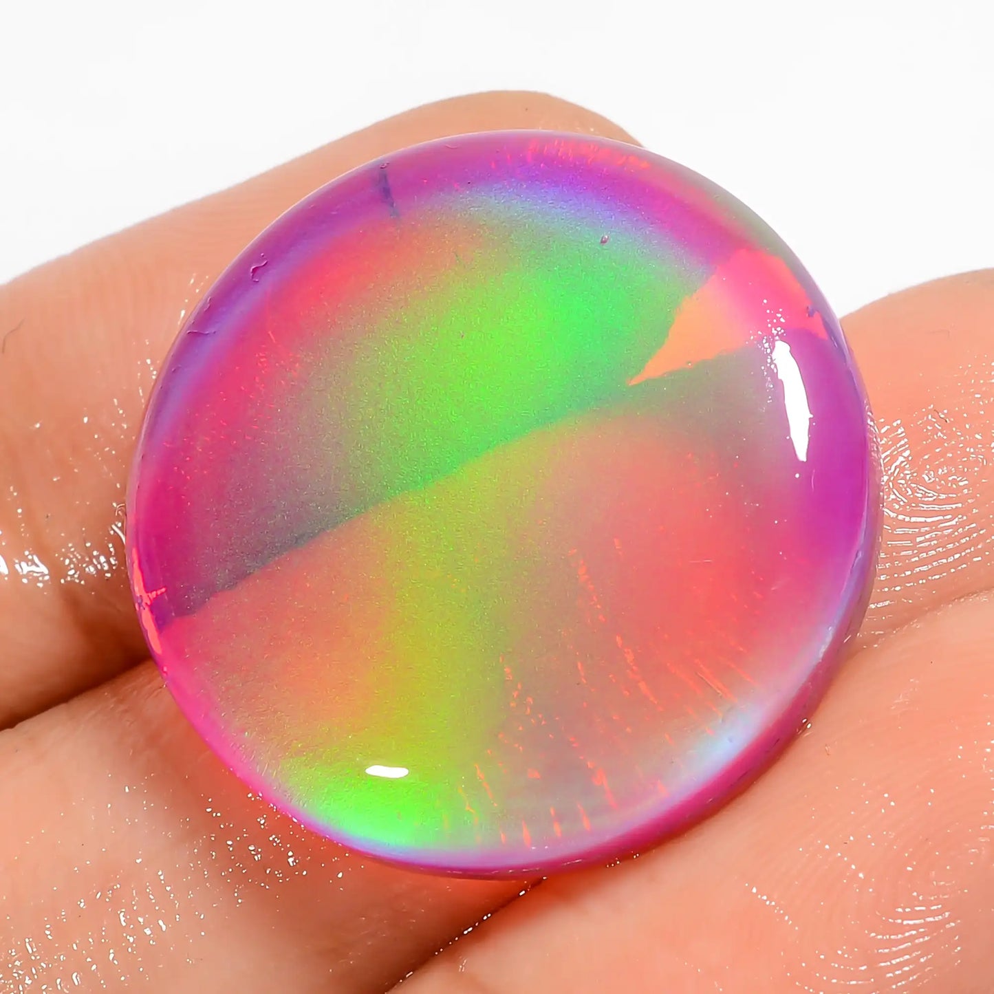 Superb Top Grade Quality Aurora Opal Round Shape Cabochon Loose Gemstone For Making Jewelry 25 Ct. 24X24X5 mm V-5872