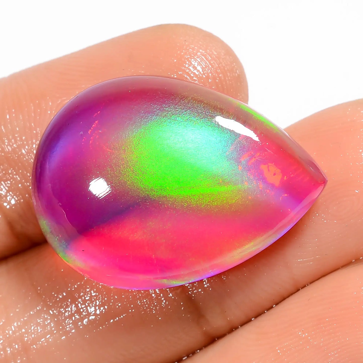 Stunning Top Grade Quality Aurora Opal Pear Shape Cabochon Loose Gemstone For Making Jewelry 19 Ct. 24X17X6 mm V-5873