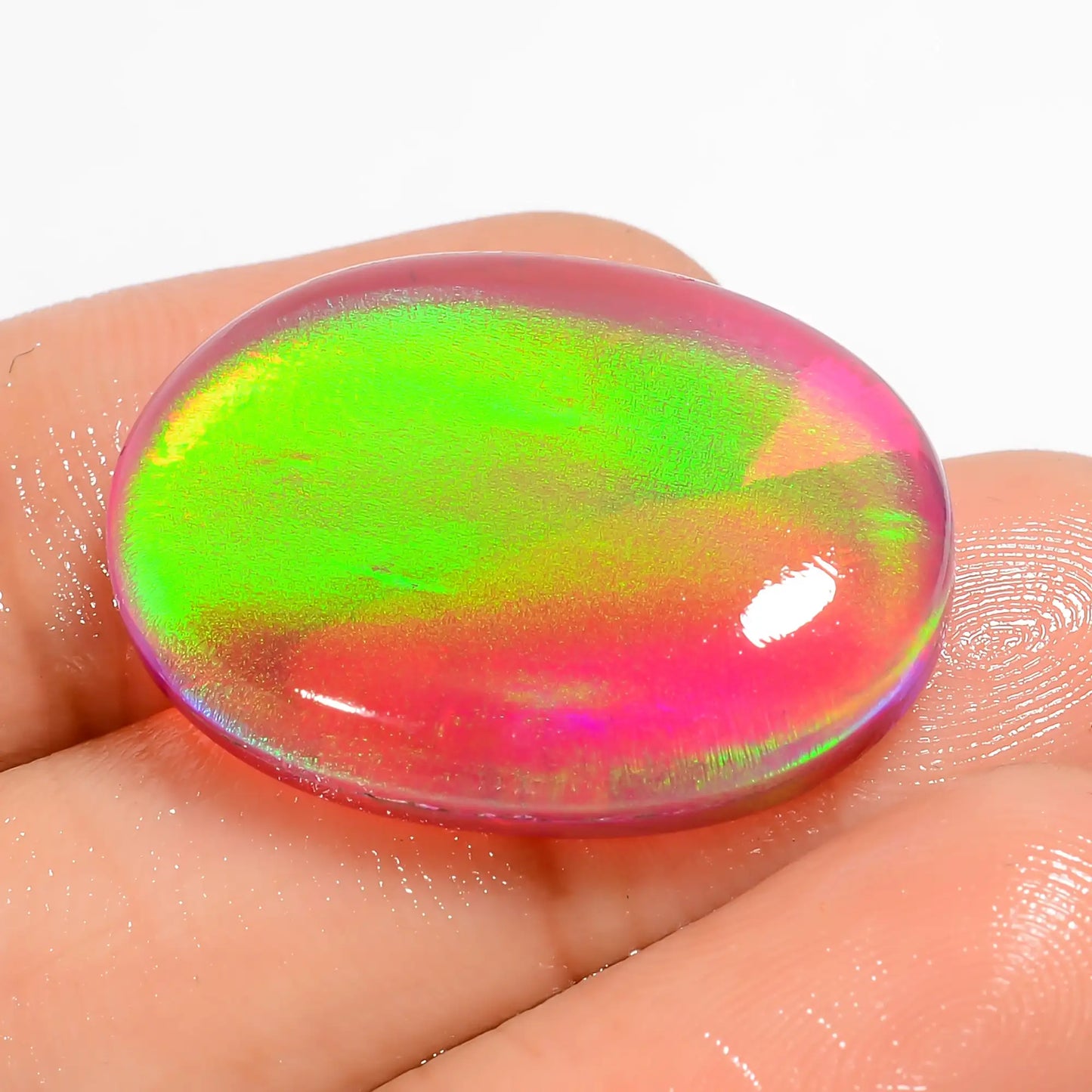 Supreme Top Grade Quality Aurora Opal Oval Shape Cabochon Loose Gemstone For Making Jewelry 20.5 Ct. 25X18X5 mm V-5874