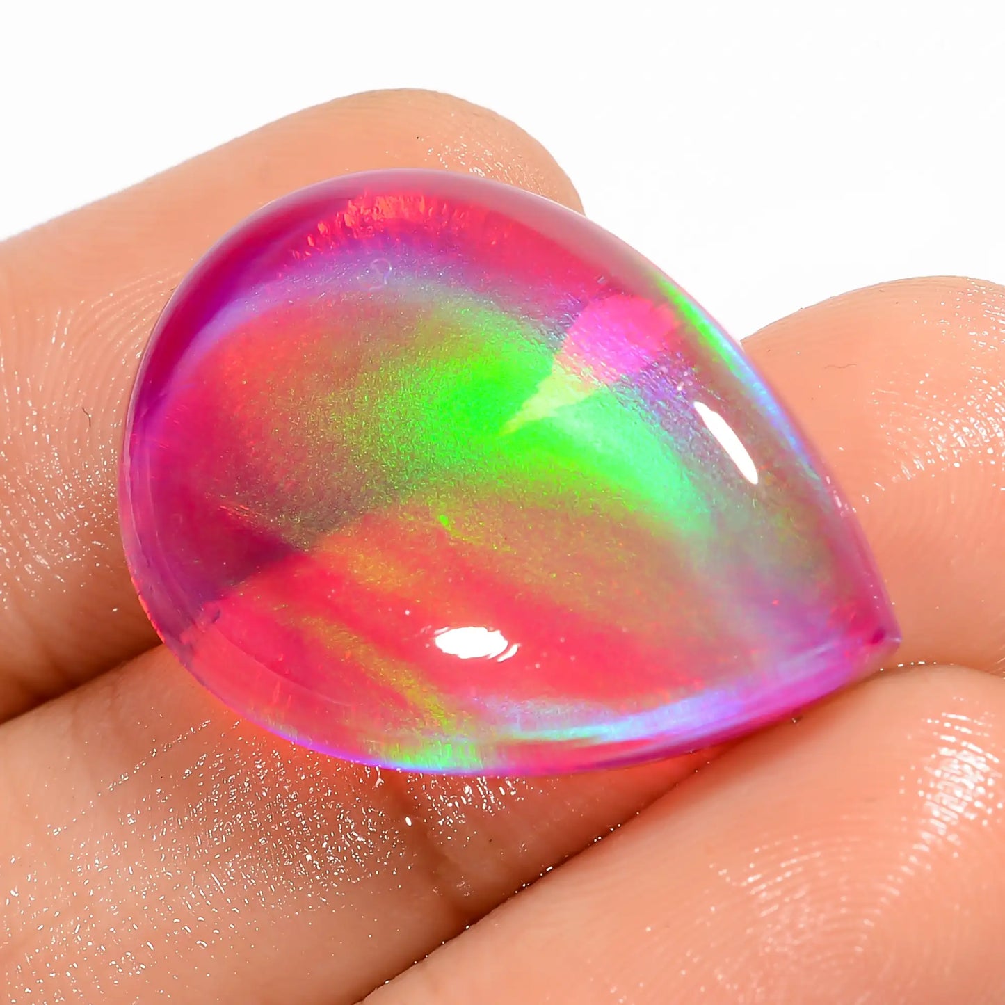 Unique Top Grade Quality Aurora Opal Pear Shape Cabochon Loose Gemstone For Making Jewelry 18 Ct. 25X18X5 mm V-5877