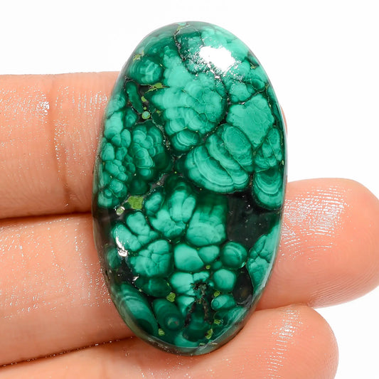 Amazing Top Grade Quality 100% Natural Malachite Oval Shape Cabochon Loose Gemstone For Making Jewelry 48 Ct. 35X20X6 mm V-5881