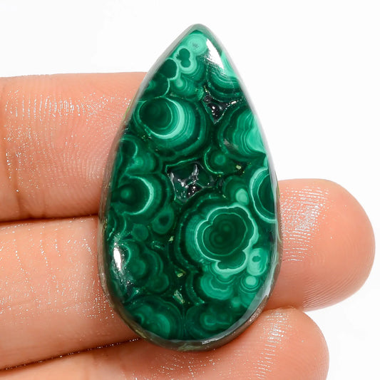 Attractive Top Grade Quality 100% Natural Malachite Pear Shape Cabochon Loose Gemstone For Making Jewelry 43 Ct. 32X18X7 mm V-5882