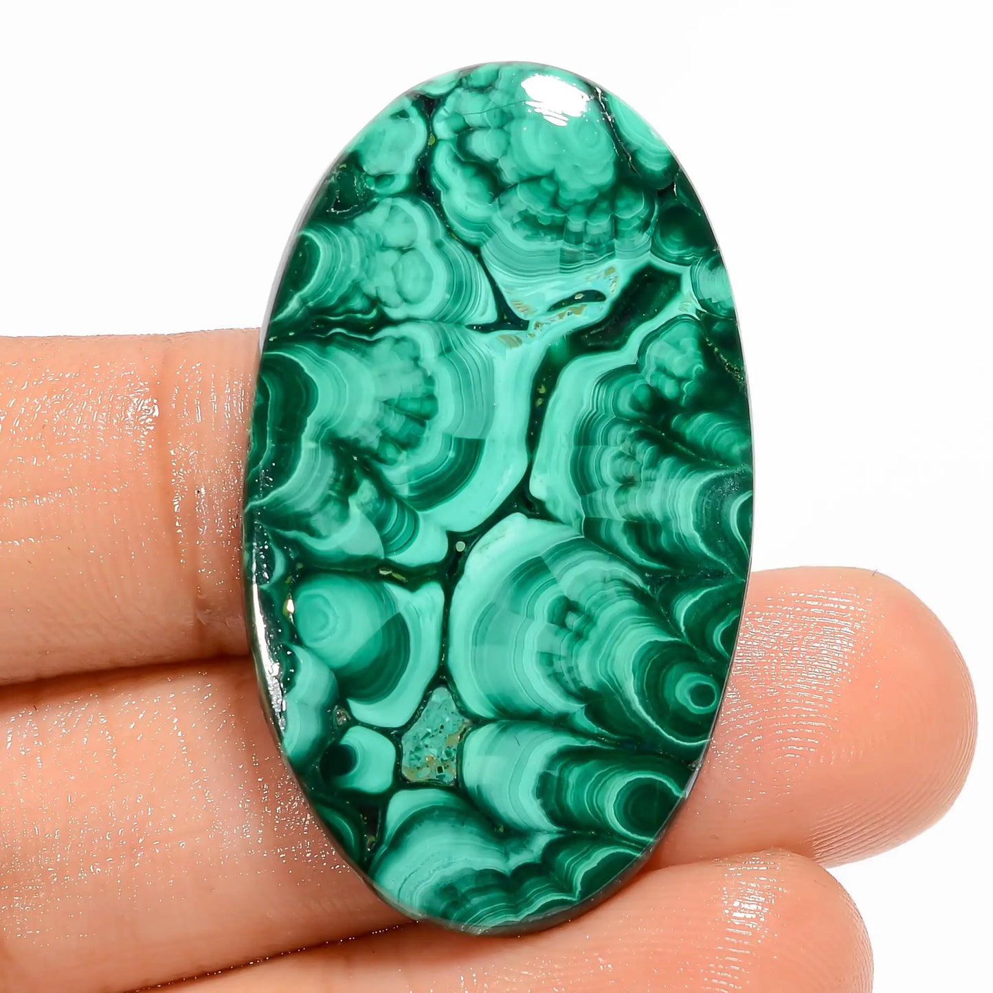 Awesome Top Grade Quality 100% Natural Malachite Oval Shape Cabochon Loose Gemstone For Making Jewelry 53.5 Ct. 39X23X5 mm V-5883