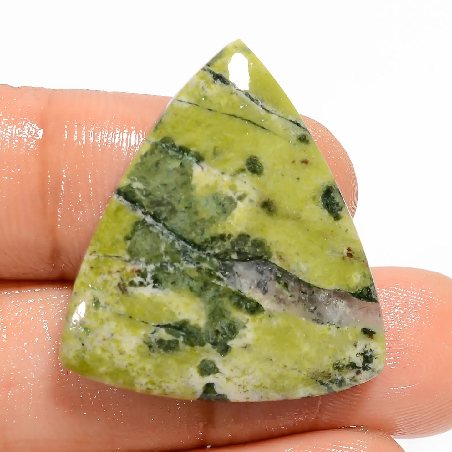 Wonderful Top Grade Quality 100% Natural Canadian Jade Triangle Shape Cabochon Loose Gemstone For Making Jewelry 27 Ct. 28X25X5 mm V-5896