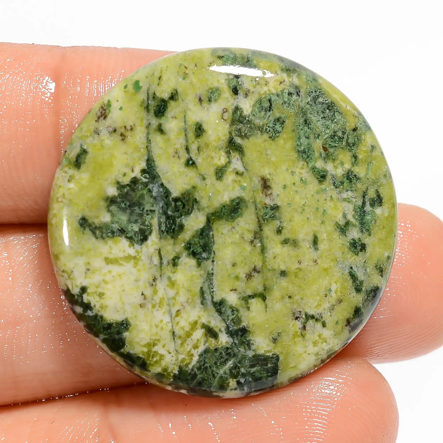 Amazing Top Grade Quality 100% Natural Canadian Jade Round Shape Cabochon Loose Gemstone For Making Jewelry 37 Ct. 28X28X5 mm V-5897