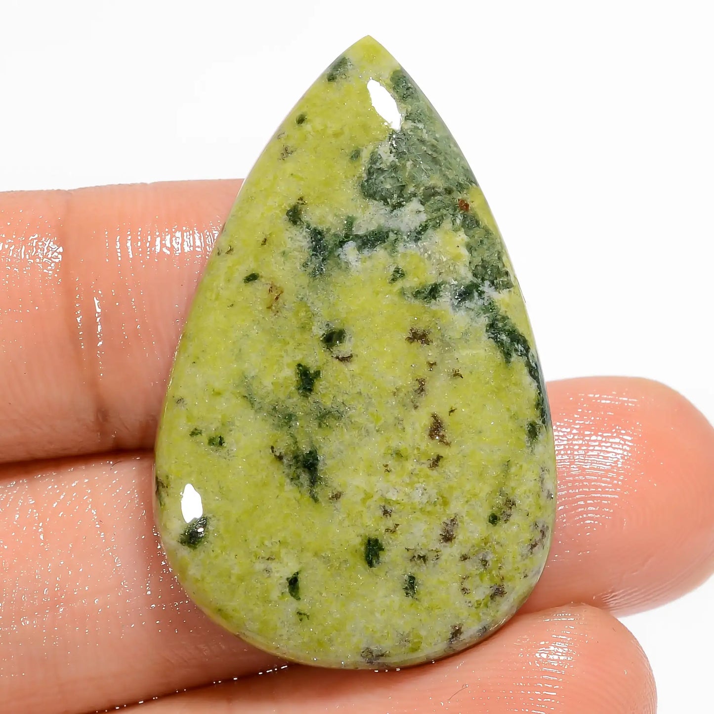 Classic Top Grade Quality 100% Natural Canadian Jade Pear Shape Cabochon Loose Gemstone For Making Jewelry 34 Ct. 35X22X5 mm V-5901