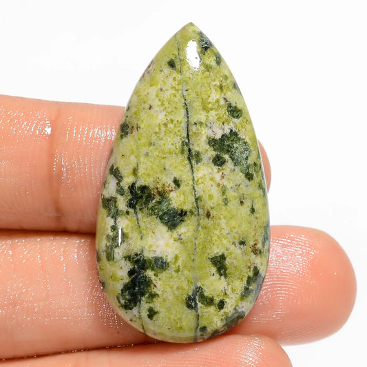 Elegant Top Grade Quality 100% Natural Canadian Jade Pear Shape Cabochon Loose Gemstone For Making Jewelry 33.5 Ct. 36X20X5 mm V-5905