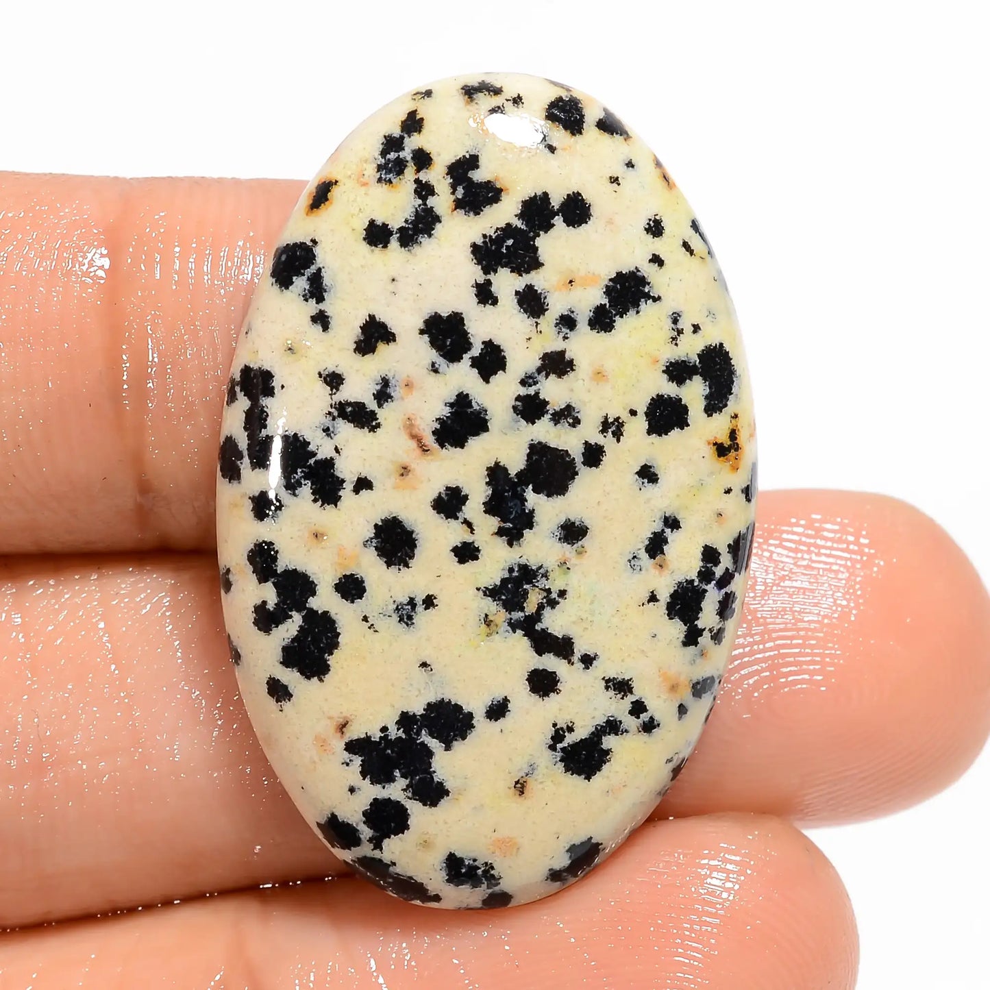 Marvellous Top Grade Quality 100% Natural Dalmatian Jasper Oval Shape Cabochon Loose Gemstone For Making Jewelry 27.5 Ct. 33X21X4 mm V-5910