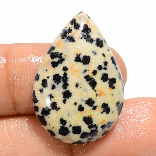 Splendid Top Grade Quality 100% Natural Dalmatian Jasper Pear Shape Cabochon Loose Gemstone For Making Jewelry 21 Ct. 27X18X5 mm V-5913