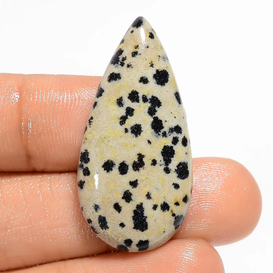 Superb Top Grade Quality 100% Natural Dalmatian Jasper Pear Shape Cabochon Loose Gemstone For Making Jewelry 24 Ct. 35X17X5 mm V-5914