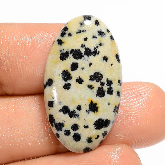 Stunning Top Grade Quality 100% Natural Dalmatian Jasper Oval Shape Cabochon Loose Gemstone For Making Jewelry 18 Ct. 27X15X5 mm V-5915