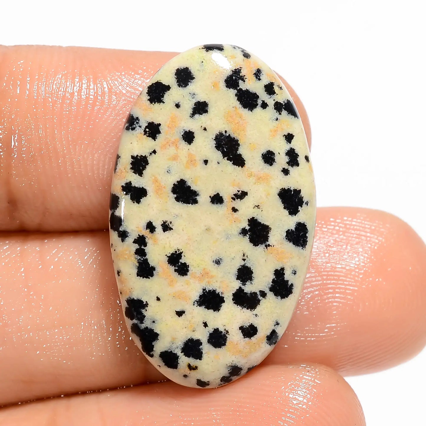 Unique Top Grade Quality 100% Natural Dalmatian Jasper Oval Shape Cabochon Loose Gemstone For Making Jewelry 14.5 Ct. 27X16X4 mm V-5919