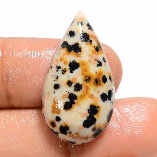 Amazing Top Grade Quality 100% Natural Dalmatian Jasper Pear Shape Cabochon Loose Gemstone For Making Jewelry 18 Ct. 27X15X5 mm V-5921