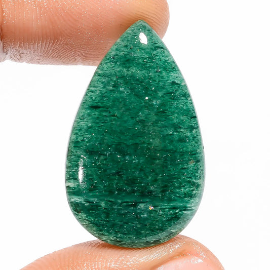 Dazzling Top Grade Quality 100% Natural Green Aventurine Pear Shape Cabochon Loose Gemstone For Making Jewelry 30 Ct. 32X19X5 mm V-5928