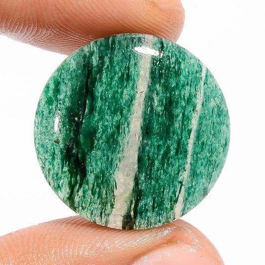 Elegant Top Grade Quality 100% Natural Green Aventurine Round Shape Cabochon Loose Gemstone For Making Jewelry 20.5 Ct. 22X22X5 mm V-5931