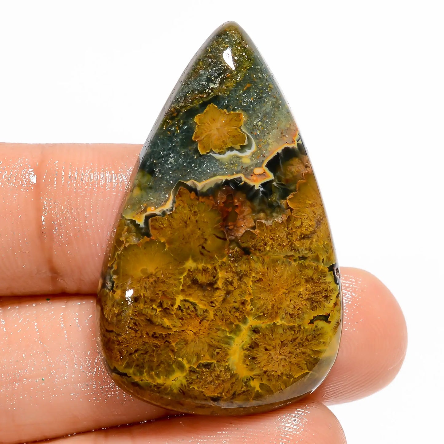 Immaculate Top Grade Quality 100% Natural Ocean Jasper Pear Shape Cabochon Loose Gemstone For Making Jewelry 48 Ct. 38X24X6 mm V-5934