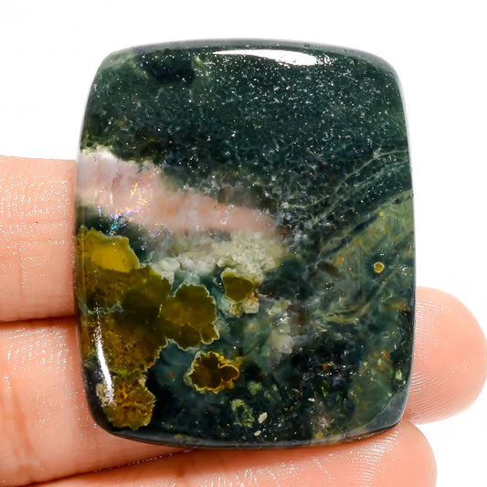 Amazing Top Grade Quality 100% Natural Ocean Jasper Radiant Shape Cabochon Loose Gemstone For Making Jewelry 68 Ct. 39X33X5 mm V-5939