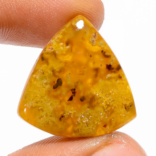Indonesian Moss Agate Trillion Shape Cabochon Loose Gemstone Natural 14.5 Ct. 22X21X4 mm V-5946