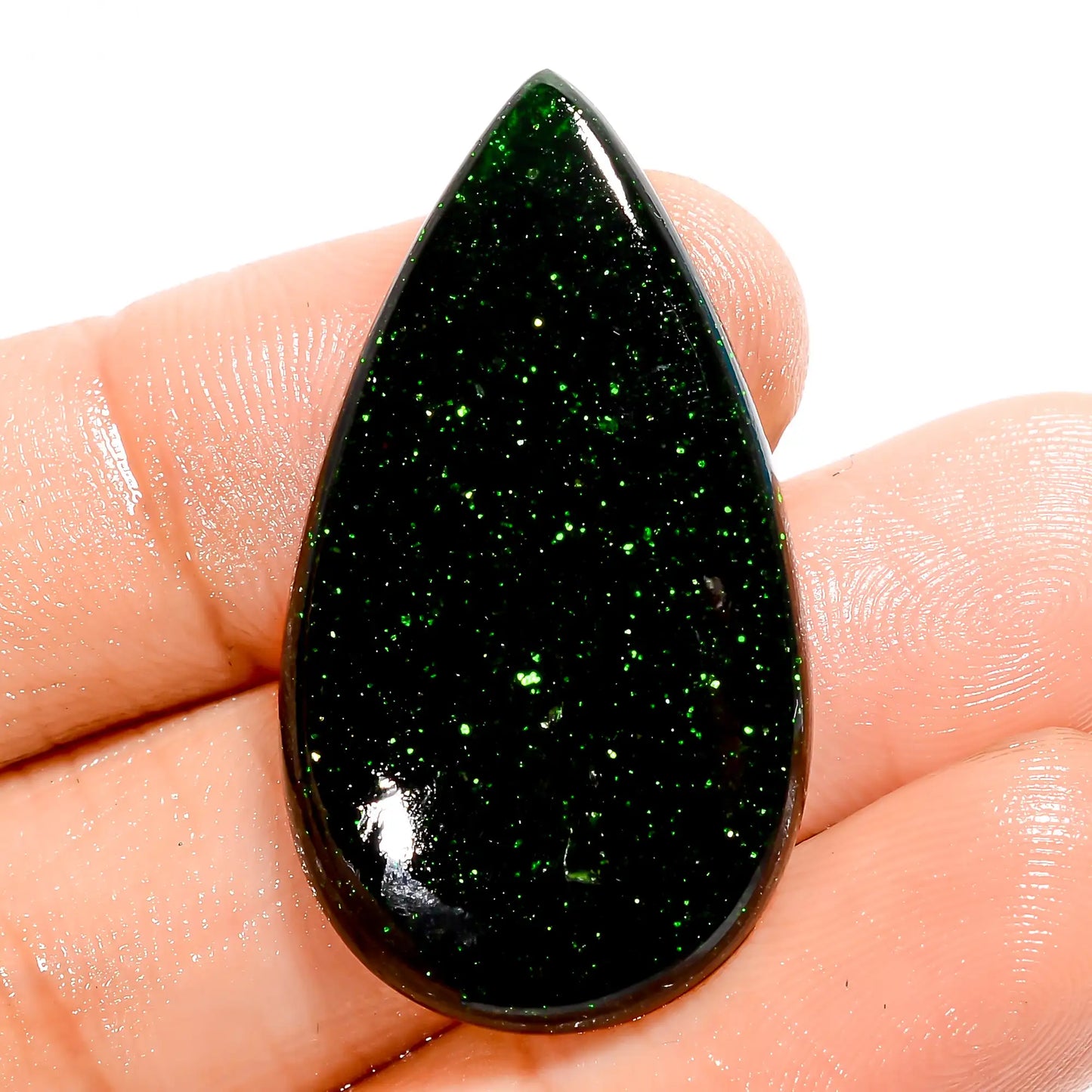 Amazing Top Grade Quality Green Sandstone Pear Shape Cabochon Loose Gemstone For Making Jewelry 23 Ct. 34X19X5 mm V-5965