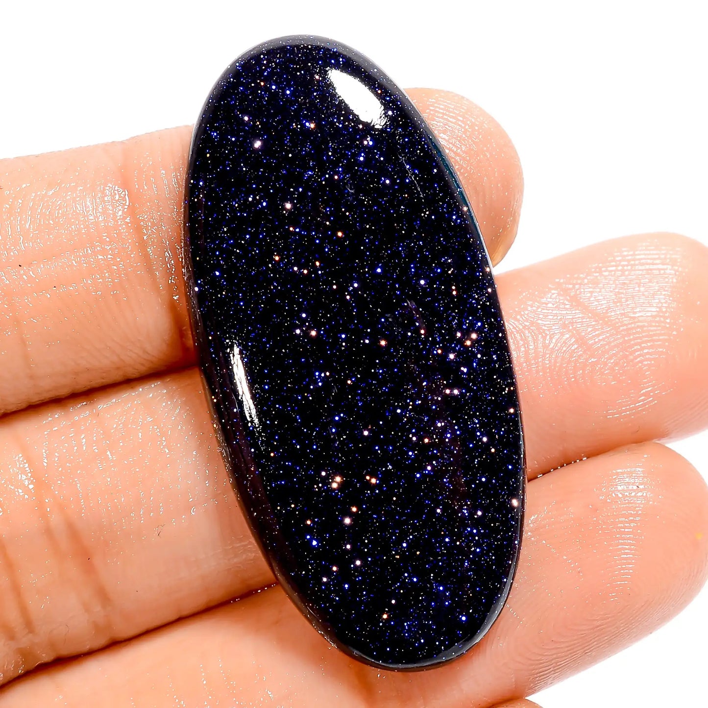 Gorgeous Top Grade Quality Blue Sandstone Oval Shape Cabochon Loose Gemstone For Making Jewelry 33 Ct. 40X19X5 mm V-5991