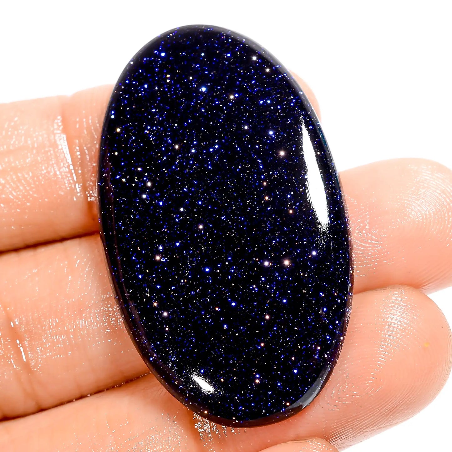 Outstanding Top Grade Quality Blue Sandstone Oval Shape Cabochon Loose Gemstone For Making Jewelry 36.5 Ct. 40X23X5 mm V-5996