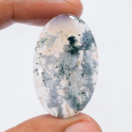 Gorgeous Top Grade Quality 100% Natural Moss Agate Oval Shape Cabochon Loose Gemstone For Making Jewelry 29.5 Ct. 36X22X4 mm V-6012