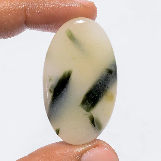 Wonderful Top Grade Quality 100% Natural Green Dot Tourmaline Quartz Oval Shape Cabochon Gemstone For Making Jewelry 50 Ct 42X25X5 mm V-6025