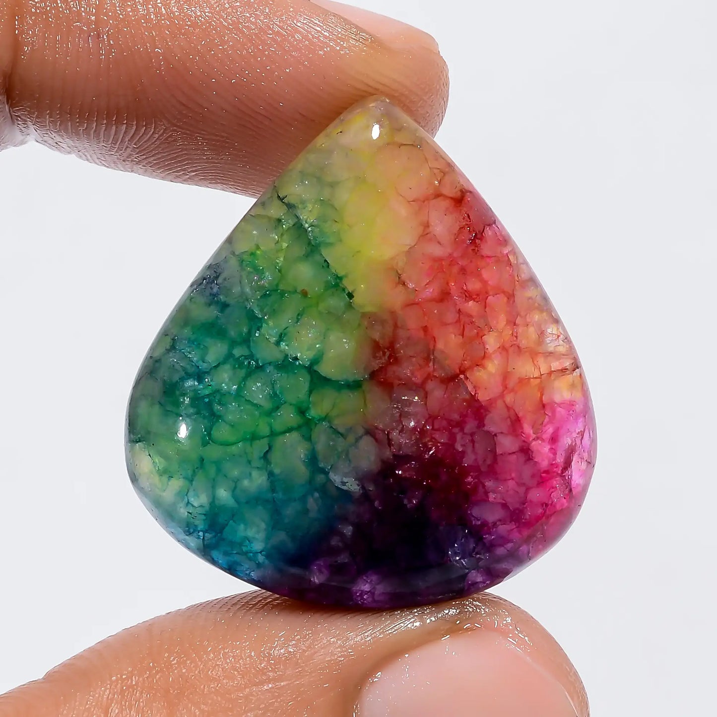 Dazzling Top Grade Quality Rainbow Solar Quartz Heart Shape Cabochon Loose Gemstone For Making Jewelry 36 Ct. 28X26X7 mm V-6031