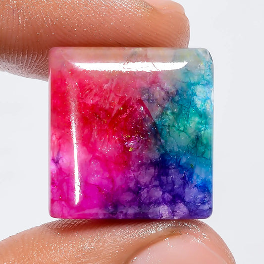 Gorgeous Top Grade Quality Rainbow Solar Quartz Square Shape Cabochon Loose Gemstone For Making Jewelry 24 Ct 19X19X6 mm V-6037