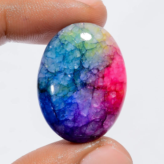 Incredible Top Grade Quality Rainbow Solar Quartz Oval Shape Cabochon Loose Gemstone For Making Jewelry 32 Ct 28X21X7 mm V-6039