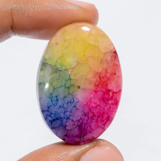 Superb Top Grade Quality Rainbow Solar Quartz Oval Shape Cabochon Loose Gemstone For Making Jewelry 58 Ct. 33X23X9 mm V-6043